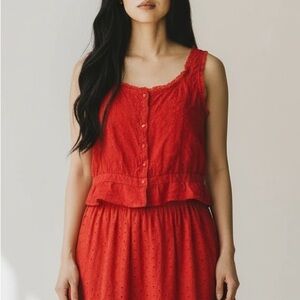 Reformation Linen Eyelet Top